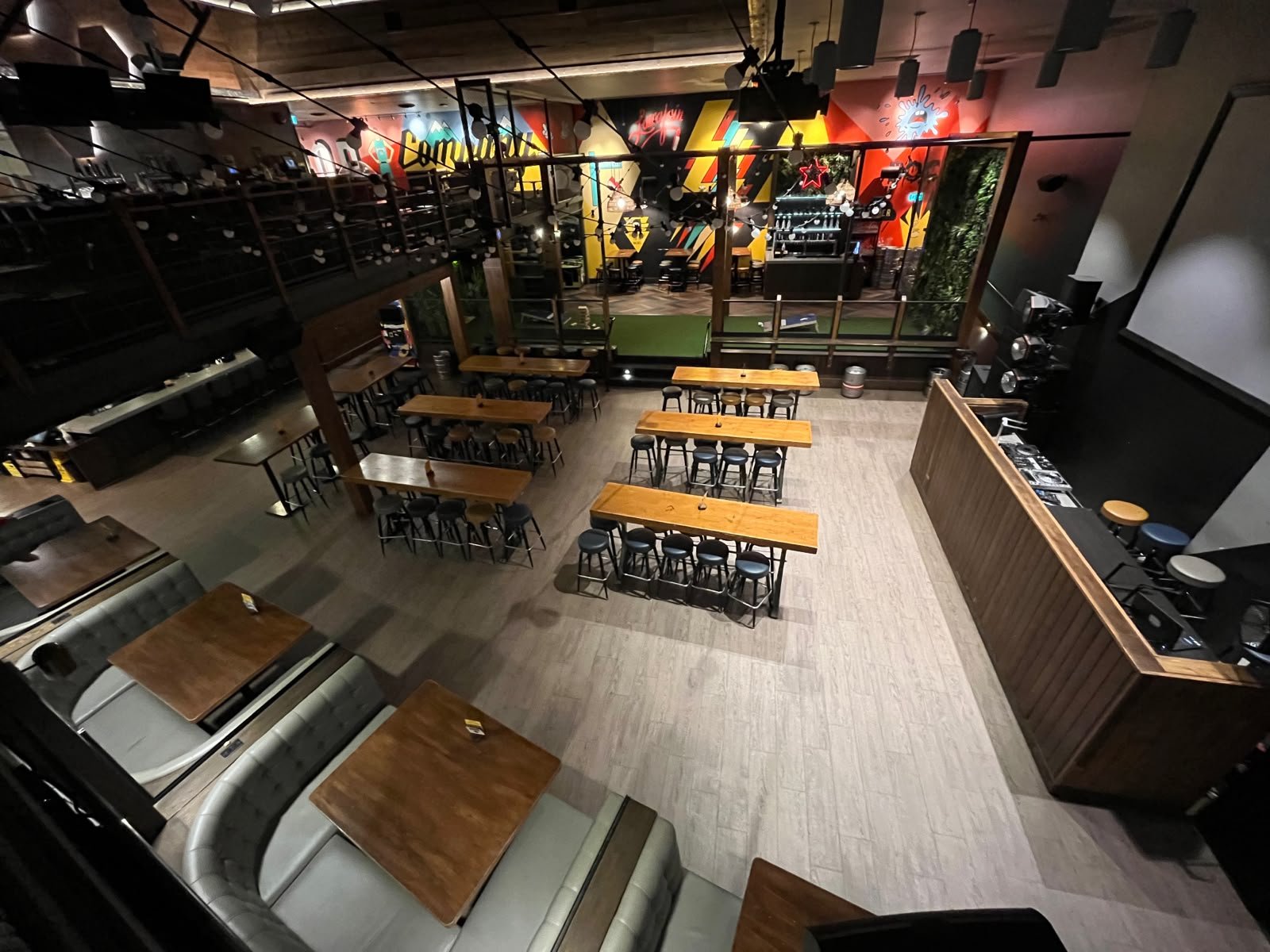 Full venue overview showing both floors